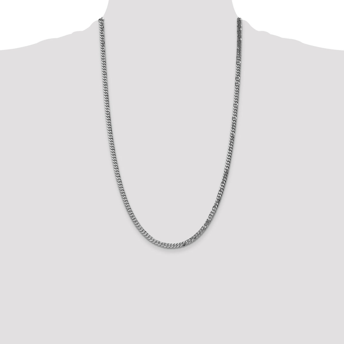 14k White Gold 3.9mm Flat Beveled Curb Chain-WFBU100-26