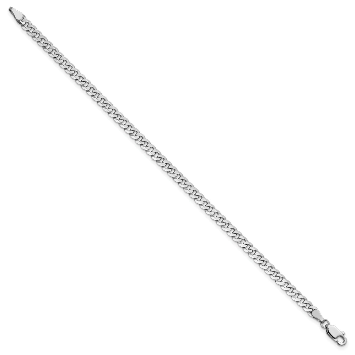 14k White Gold 3.9mm Flat Beveled Curb Chain-WFBU100-7