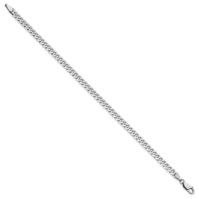 14k White Gold 3.9mm Flat Beveled Curb Chain-WFBU100-8