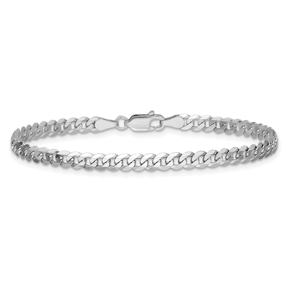 14k White Gold 3.9mm Flat Beveled Curb Chain-WFBU100-8