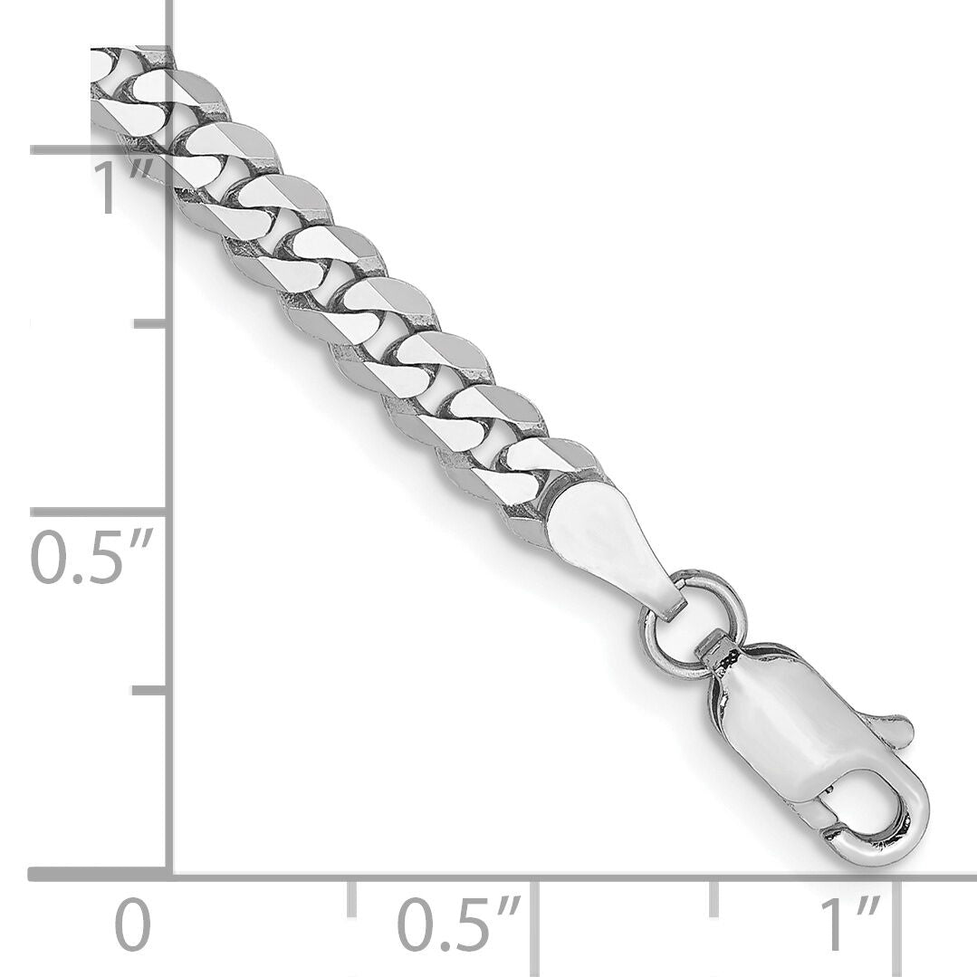 14k White Gold 3.9mm Flat Beveled Curb Chain-WFBU100-8