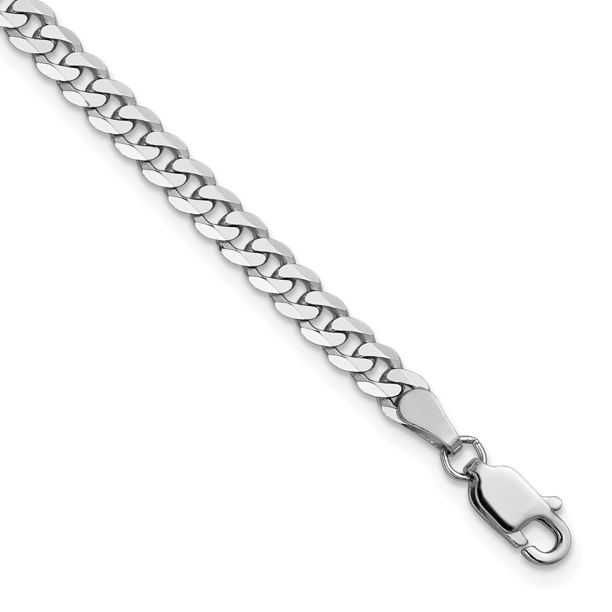 14k White Gold 3.9mm Flat Beveled Curb Chain-WFBU100-7