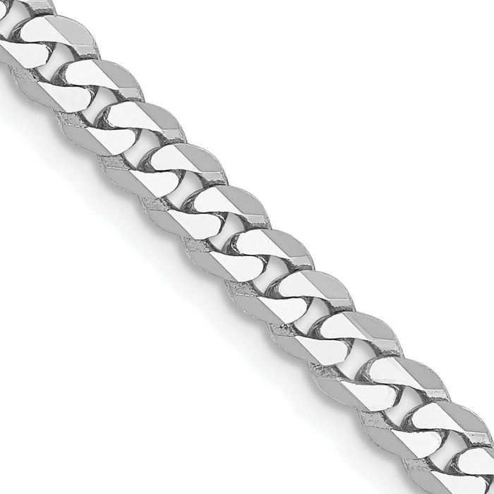 14k White Gold 3.9mm Flat Beveled Curb Chain-WFBU100-16