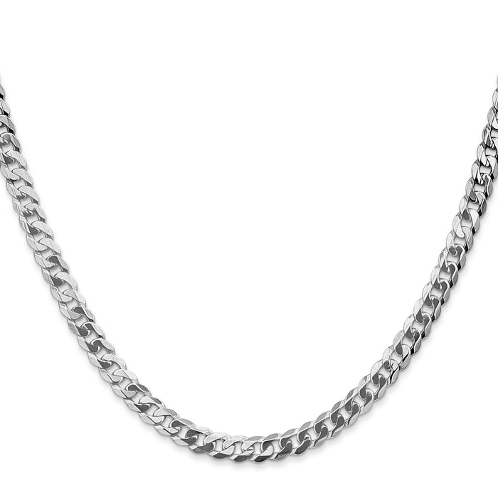 14k White Gold 4.75mm Flat Beveled Curb Chain-WFBU120-24
