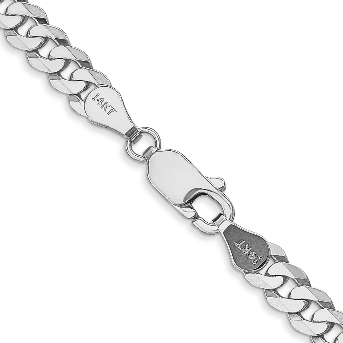14k White Gold 4.75mm Flat Beveled Curb Chain-WFBU120-20
