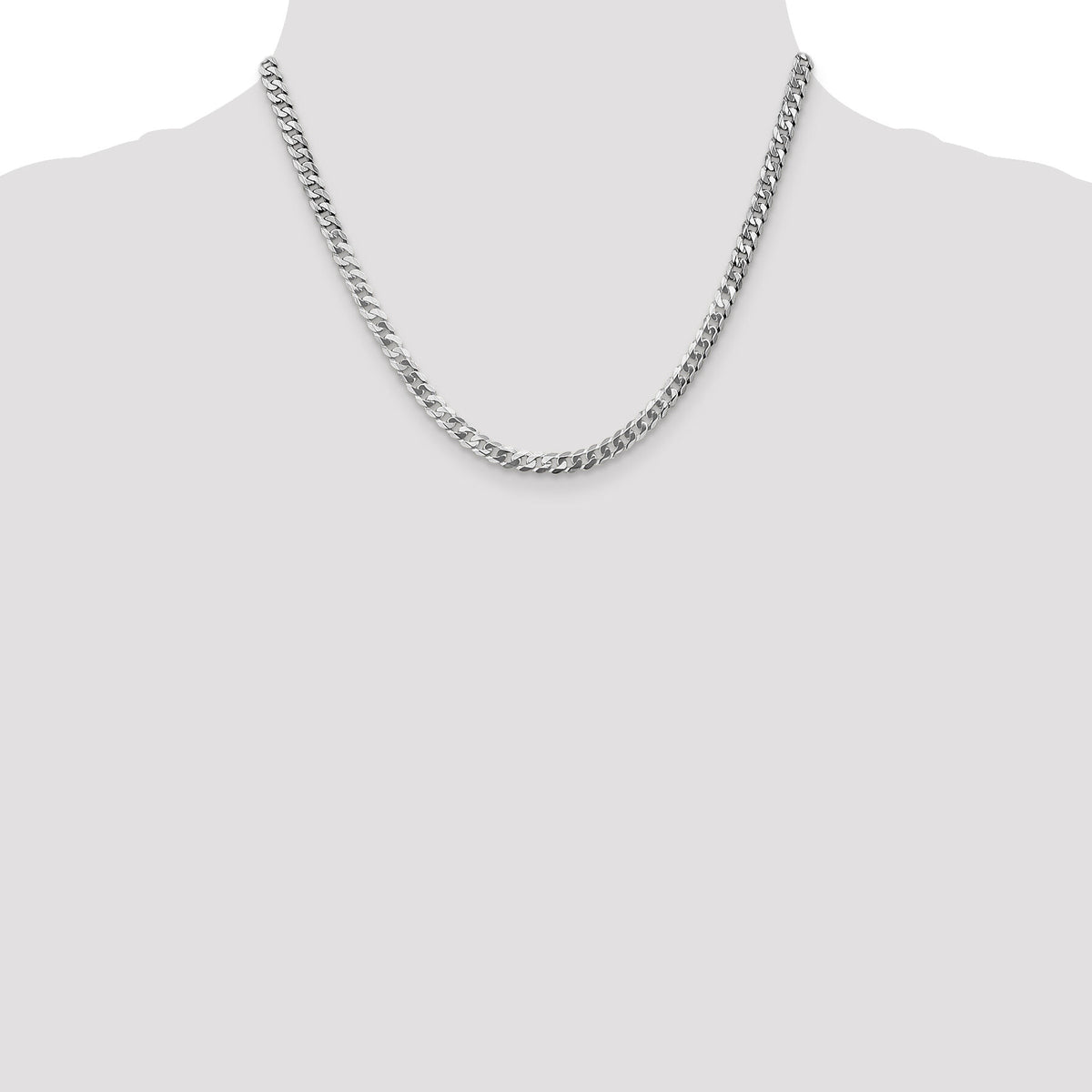 14k White Gold 4.75mm Flat Beveled Curb Chain-WFBU120-18