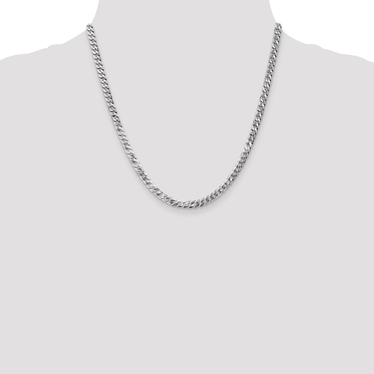 14k White Gold 4.75mm Flat Beveled Curb Chain-WFBU120-20