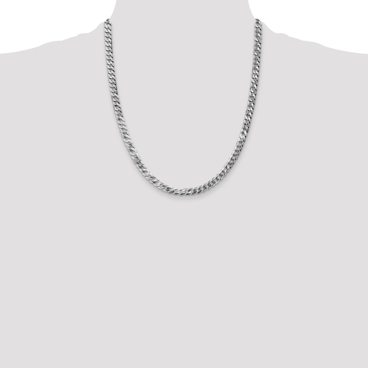 14k White Gold 4.75mm Flat Beveled Curb Chain-WFBU120-22
