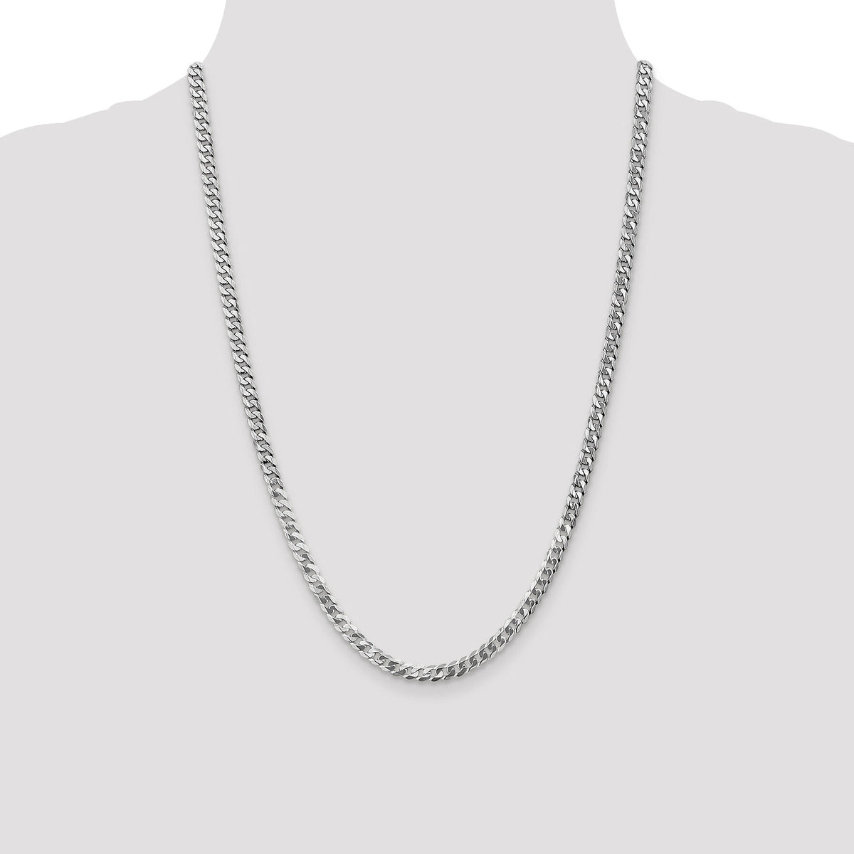 14k White Gold 4.75mm Flat Beveled Curb Chain-WFBU120-24