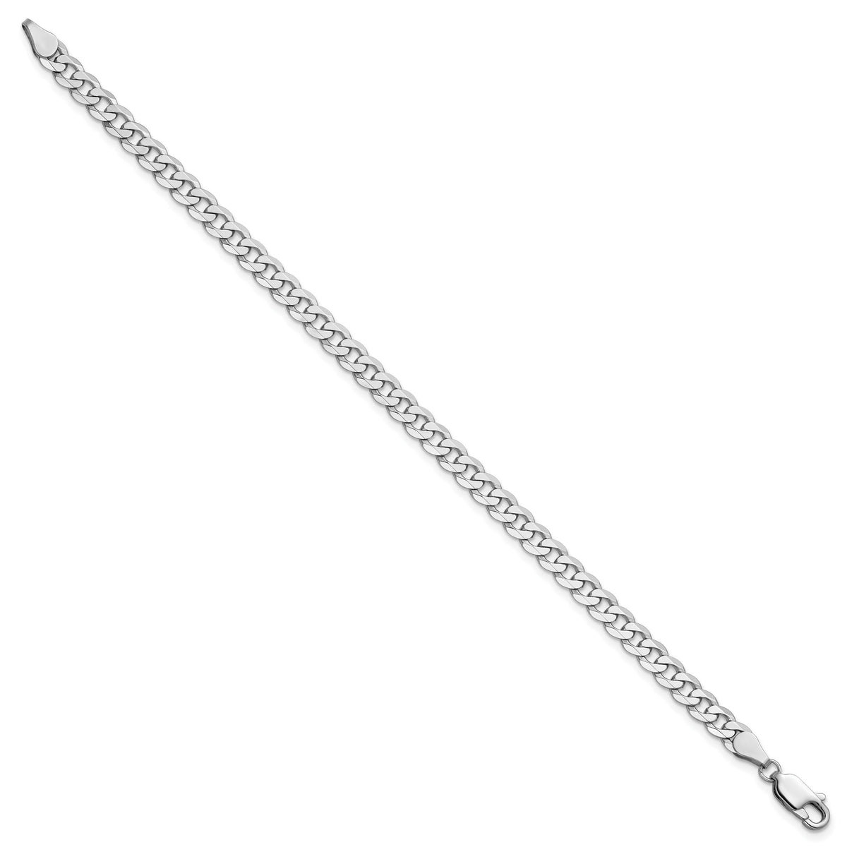 14k White Gold 4.75mm Flat Beveled Curb Chain-WFBU120-7
