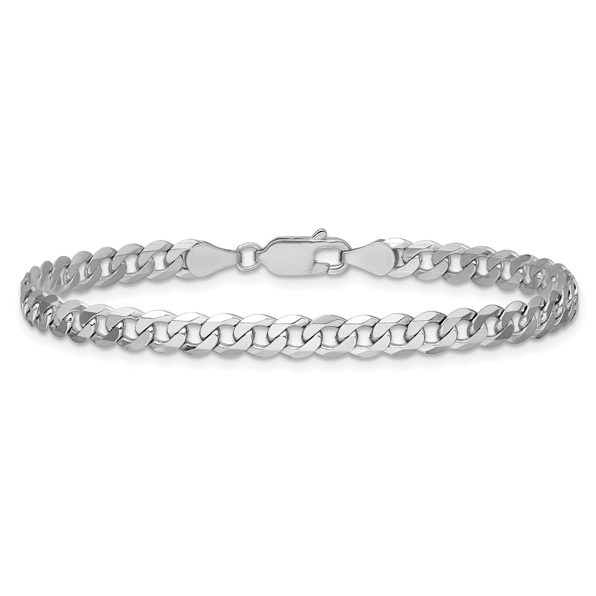 14k White Gold 4.75mm Flat Beveled Curb Chain-WFBU120-7