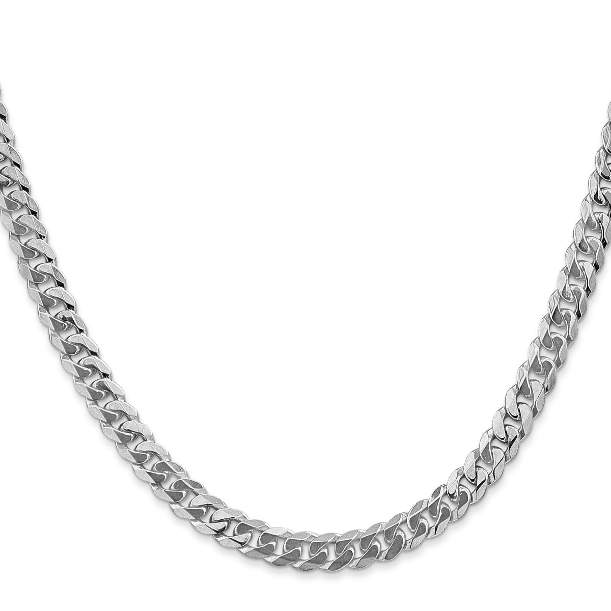 14k White Gold 5.75mm Flat Beveled Curb Chain-WFBU140-18