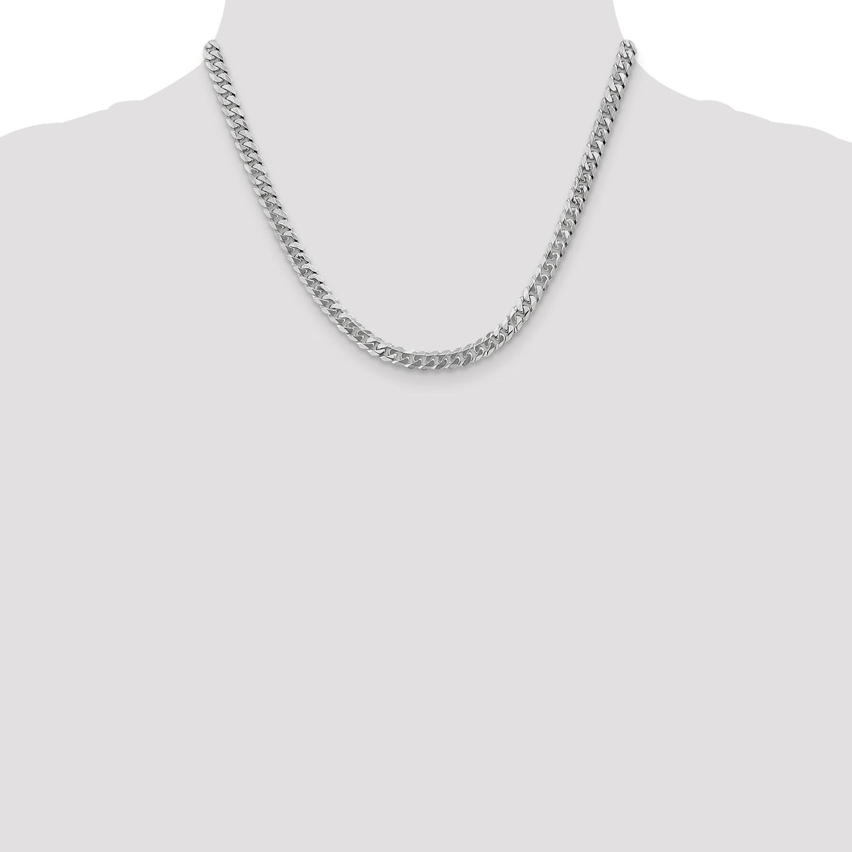 14k White Gold 5.75mm Flat Beveled Curb Chain-WFBU140-18