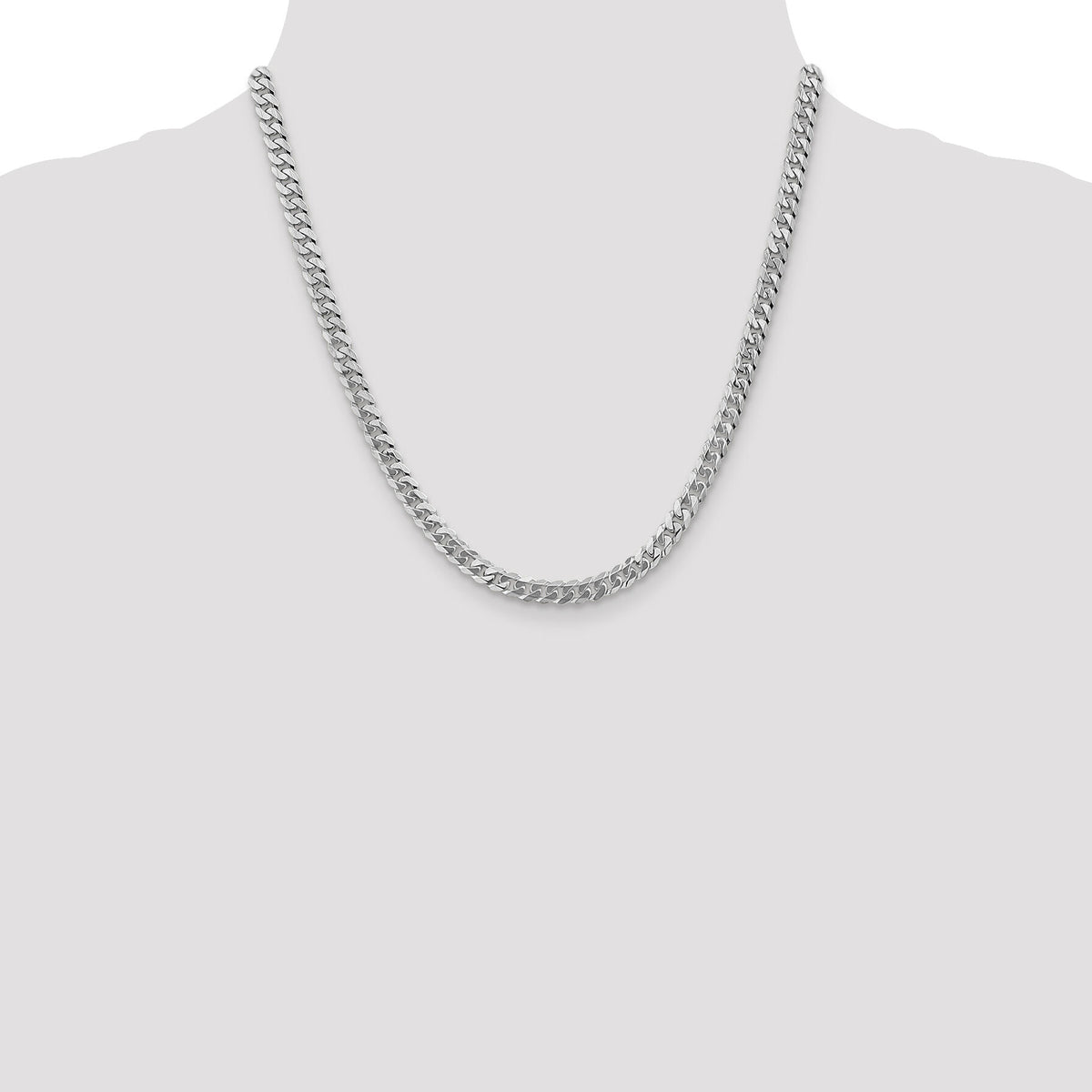 14k White Gold 5.75mm Flat Beveled Curb Chain-WFBU140-20