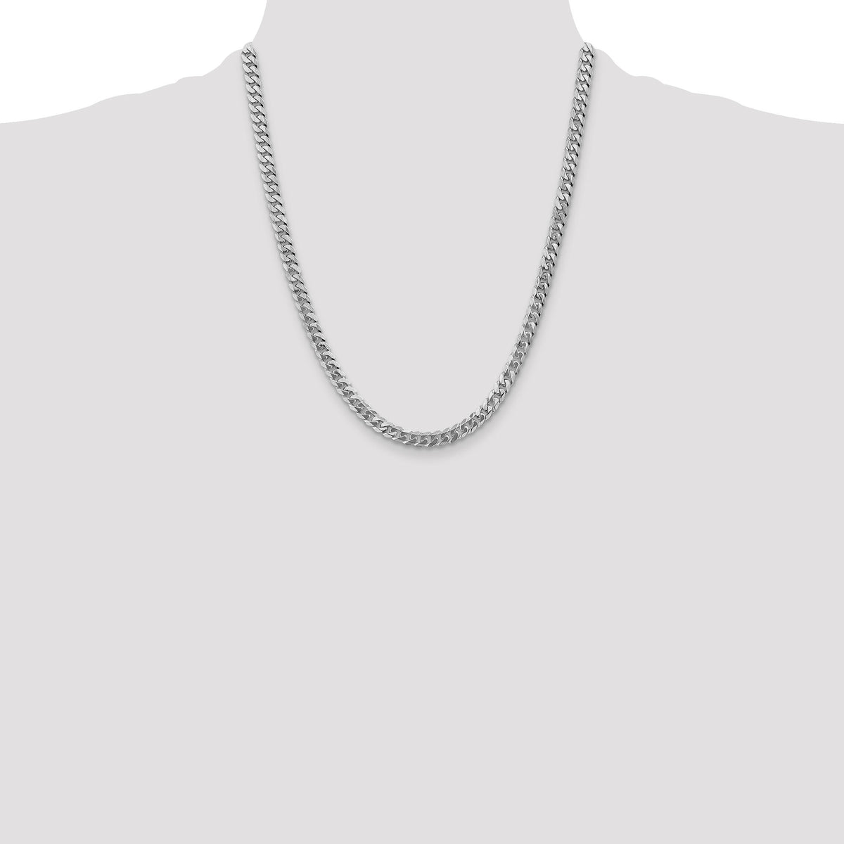 14k White Gold 5.75mm Flat Beveled Curb Chain-WFBU140-22
