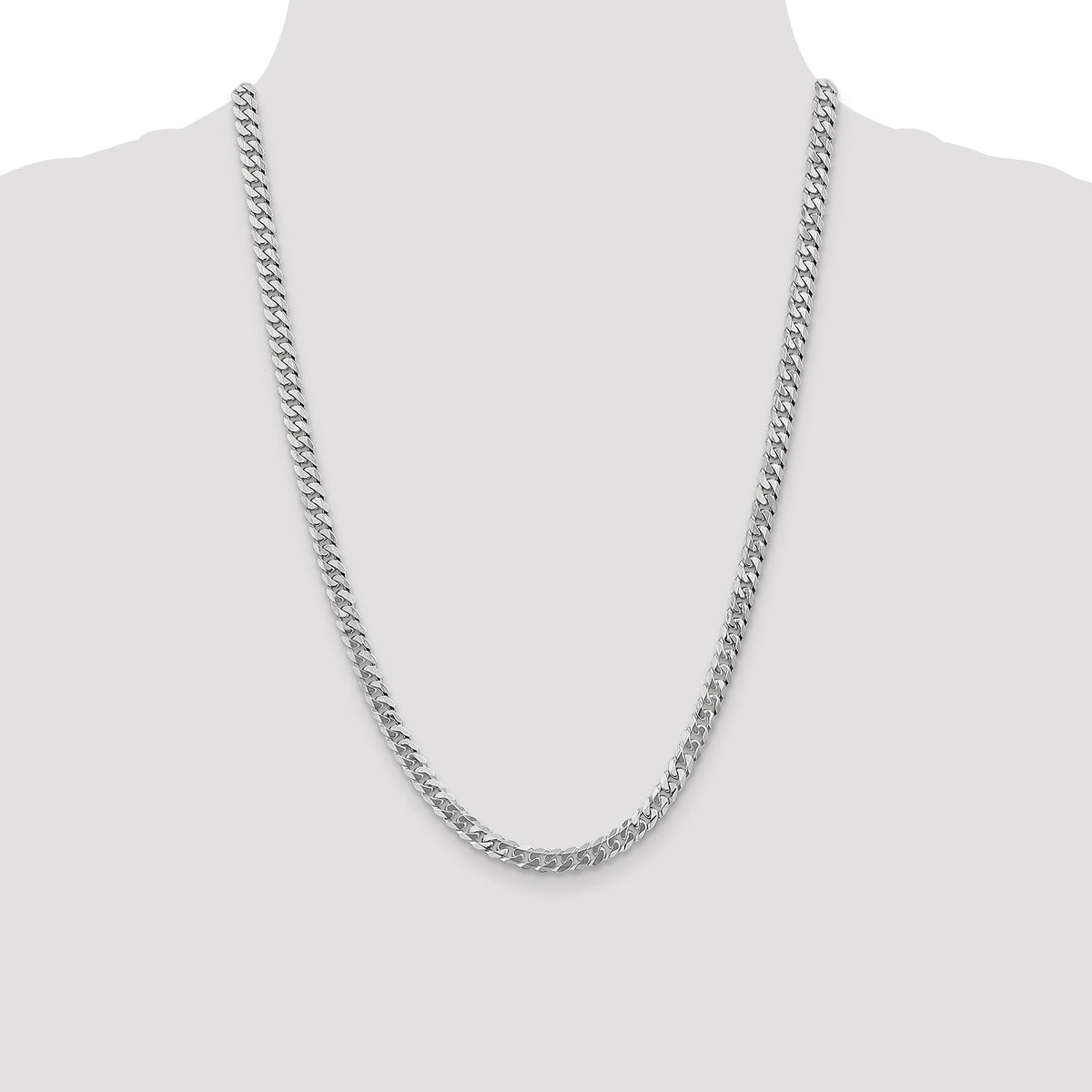 14k White Gold 5.75mm Flat Beveled Curb Chain-WFBU140-24