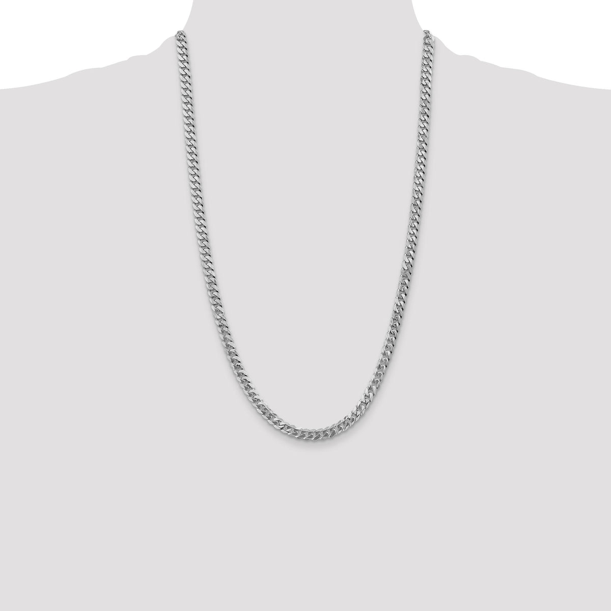 14k White Gold 5.75mm Flat Beveled Curb Chain-WFBU140-26