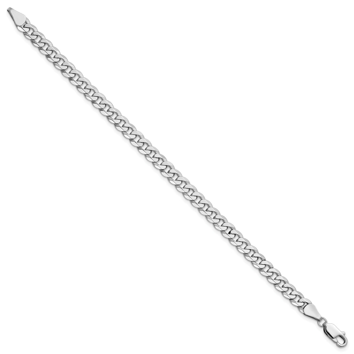 14k White Gold 5.75mm Flat Beveled Curb Chain-WFBU140-7