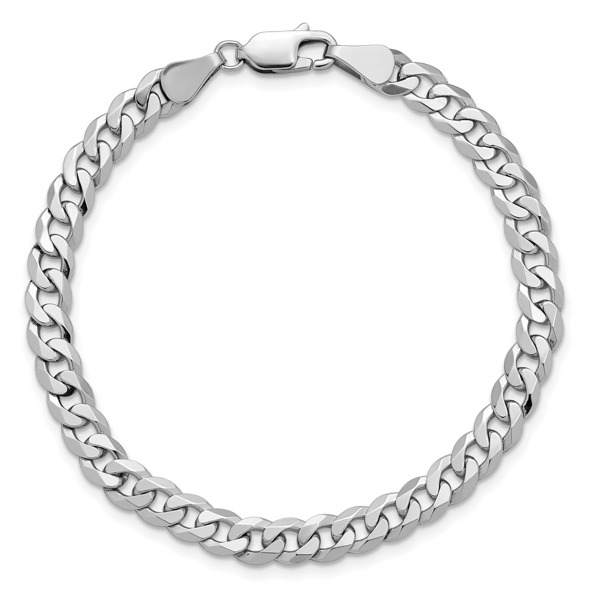 14k White Gold 5.75mm Flat Beveled Curb Chain-WFBU140-7