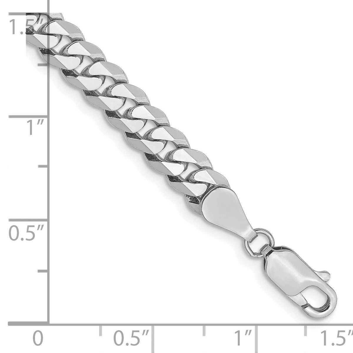14k White Gold 5.75mm Flat Beveled Curb Chain-WFBU140-7