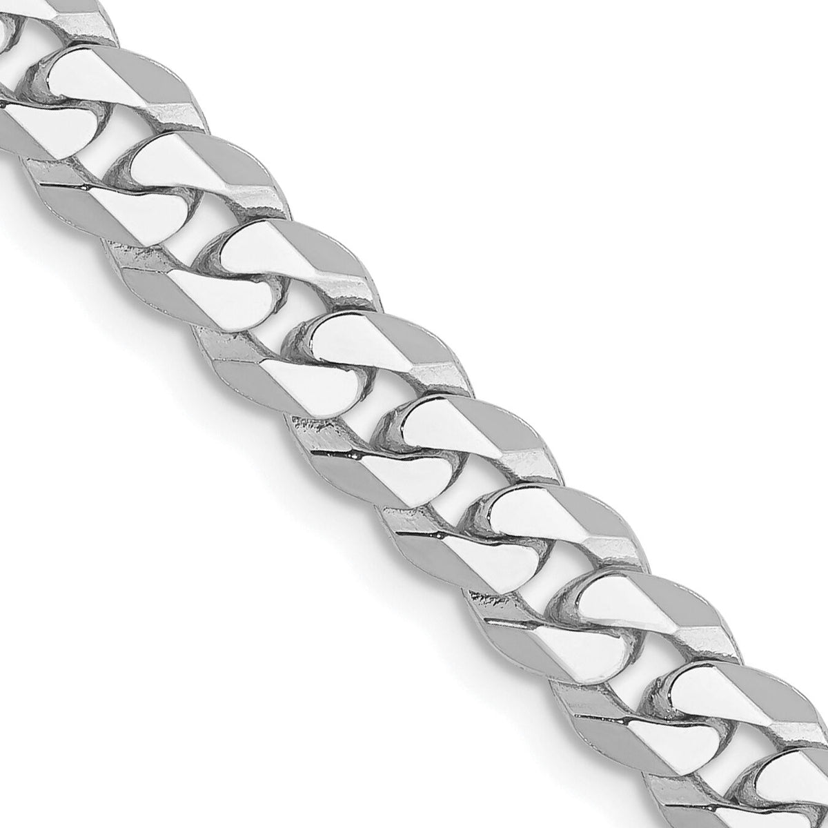 14k White Gold 5.75mm Flat Beveled Curb Chain-WFBU140-20
