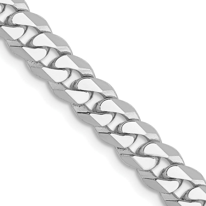 14k White Gold 5.75mm Flat Beveled Curb Chain-WFBU140-20