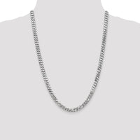 14k White Gold 6.25mm Flat Beveled Curb Chain-WFBU160-24