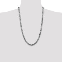 14k White Gold 6.25mm Flat Beveled Curb Chain-WFBU160-26