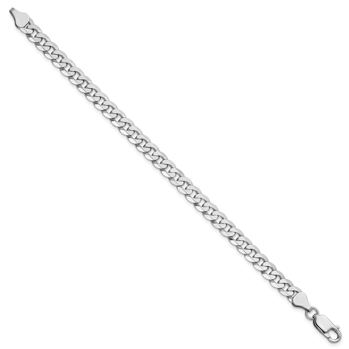 14k White Gold 6.25mm Flat Beveled Curb Chain-WFBU160-7