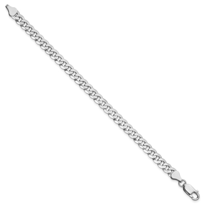 14k White Gold 6.25mm Flat Beveled Curb Chain-WFBU160-7