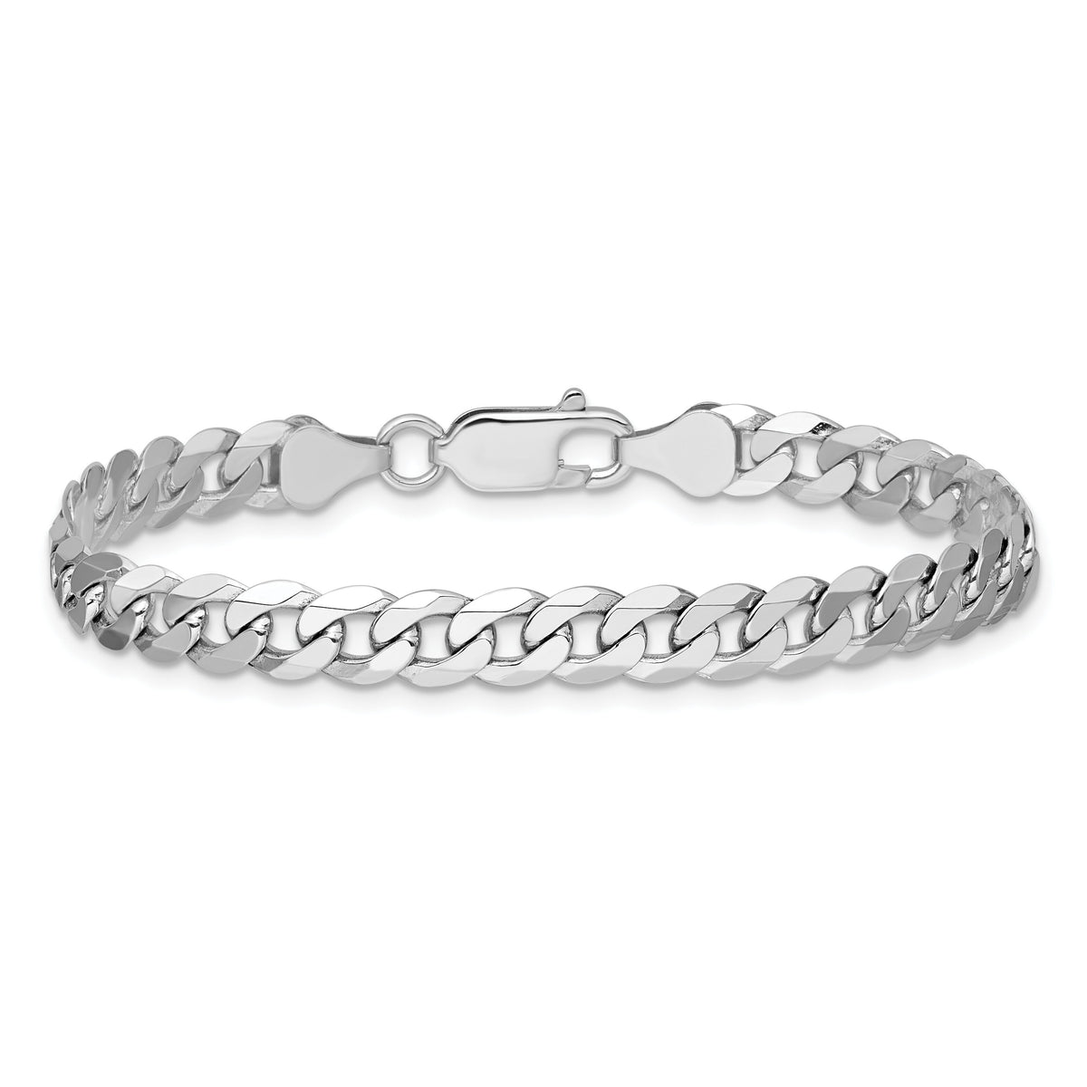 14k White Gold 6.25mm Flat Beveled Curb Chain-WFBU160-7