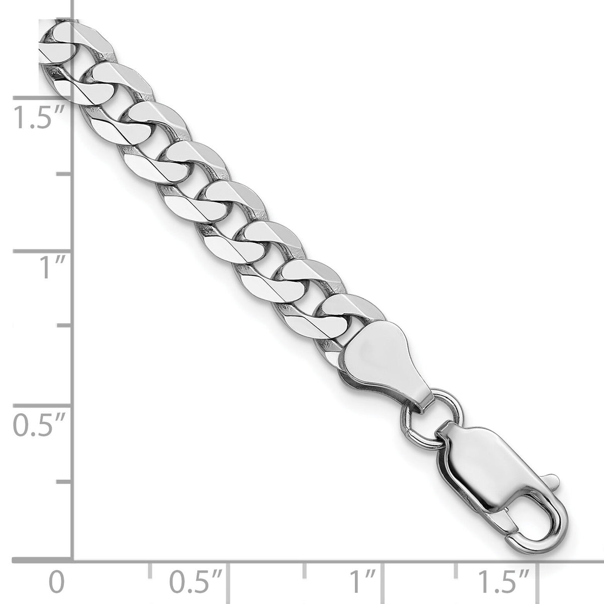 14k White Gold 6.25mm Flat Beveled Curb Chain-WFBU160-7