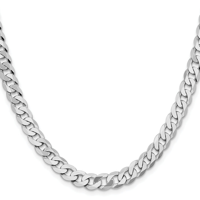 14k White Gold 7.25mm Flat Beveled Curb Chain-WFBU180-20