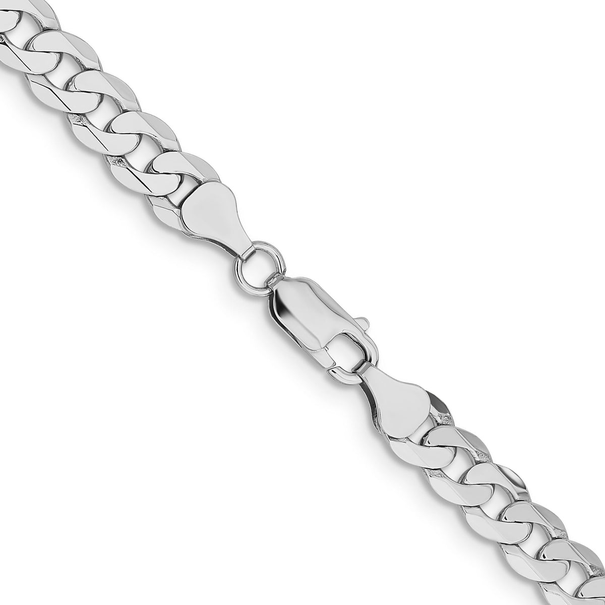 14k White Gold 7.25mm Flat Beveled Curb Chain-WFBU180-26
