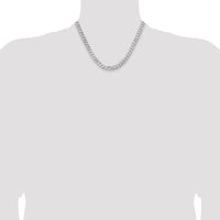 14k White Gold 7.25mm Flat Beveled Curb Chain-WFBU180-18