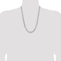14k White Gold 7.25mm Flat Beveled Curb Chain-WFBU180-24