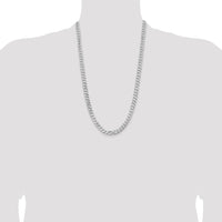 14k White Gold 7.25mm Flat Beveled Curb Chain-WFBU180-26
