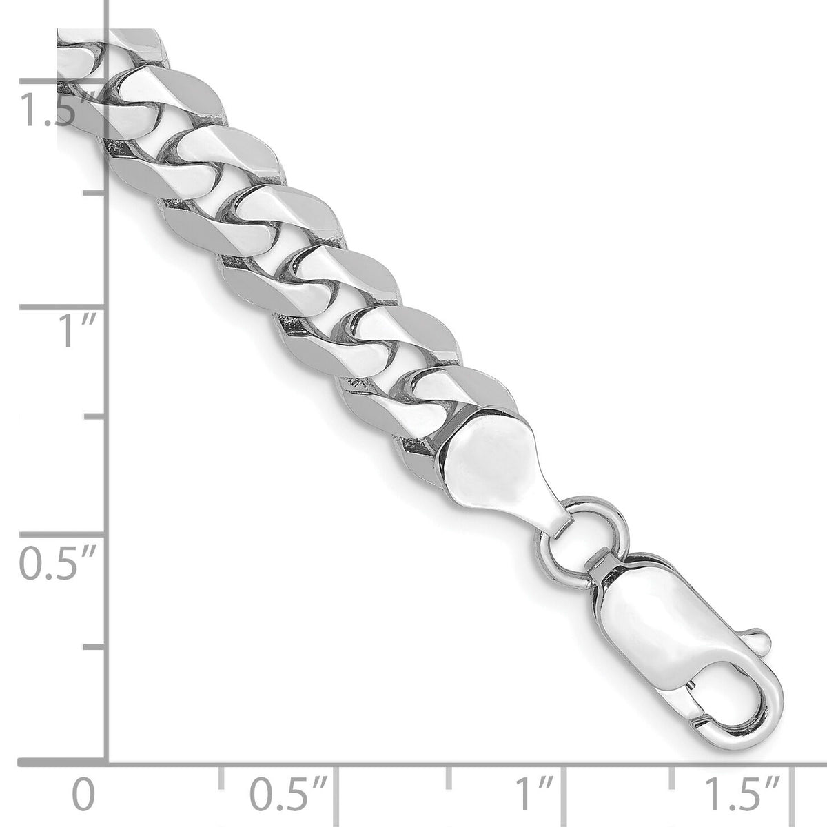 14k White Gold 7.25mm Flat Beveled Curb Chain-WFBU180-8