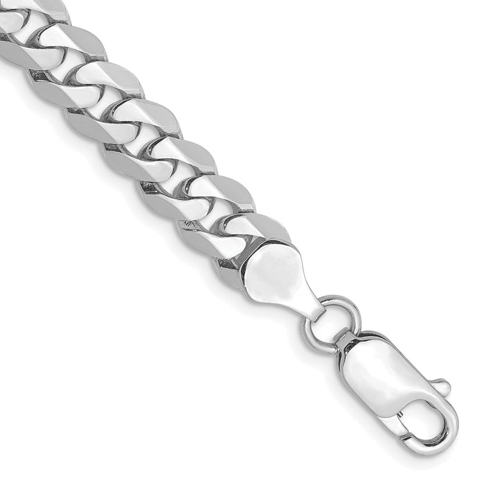 14k White Gold 7.25mm Flat Beveled Curb Chain-WFBU180-8