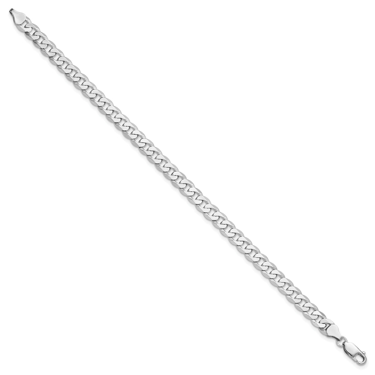 14k White Gold 7.25mm Flat Beveled Curb Chain-WFBU180-9