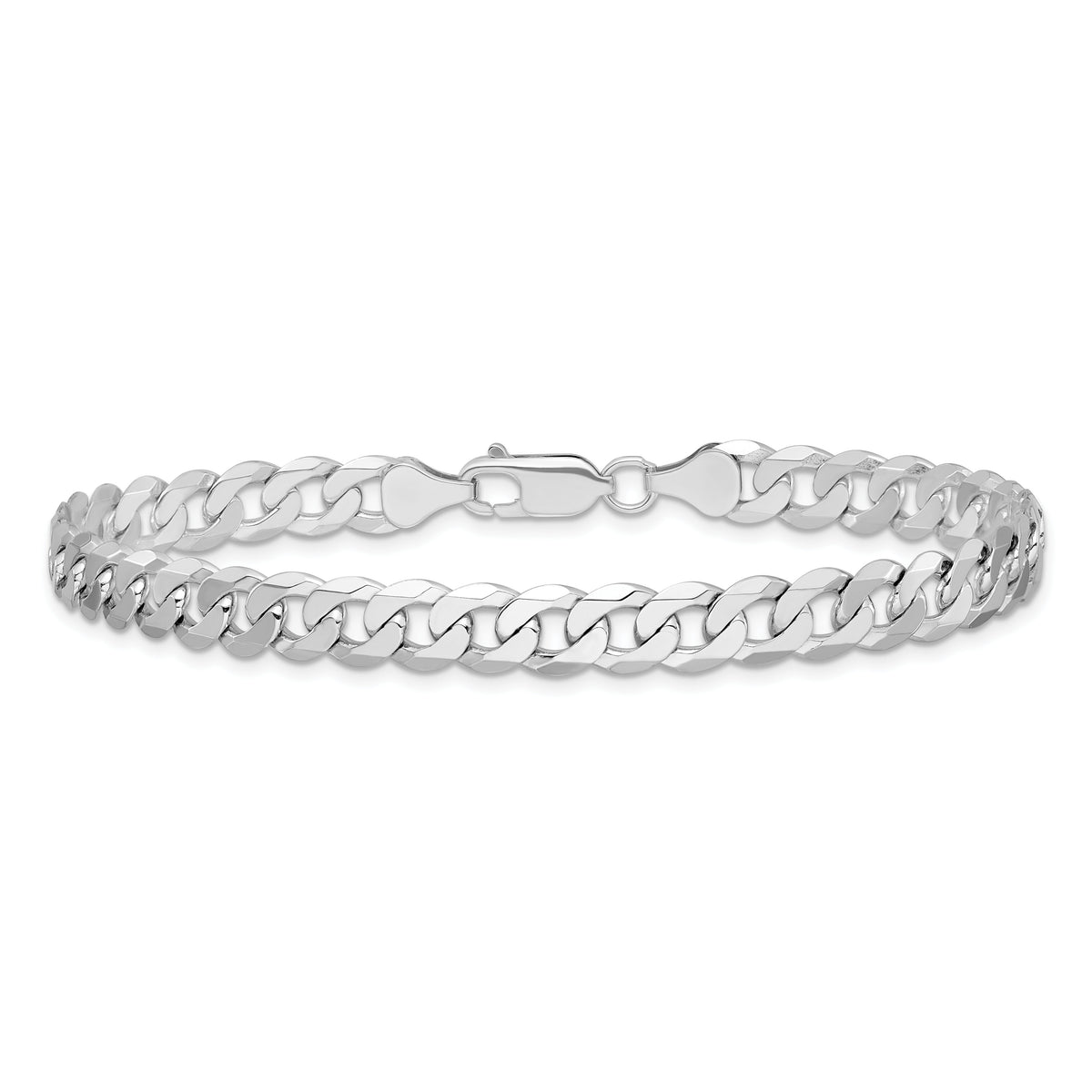 14k White Gold 7.25mm Flat Beveled Curb Chain-WFBU180-9