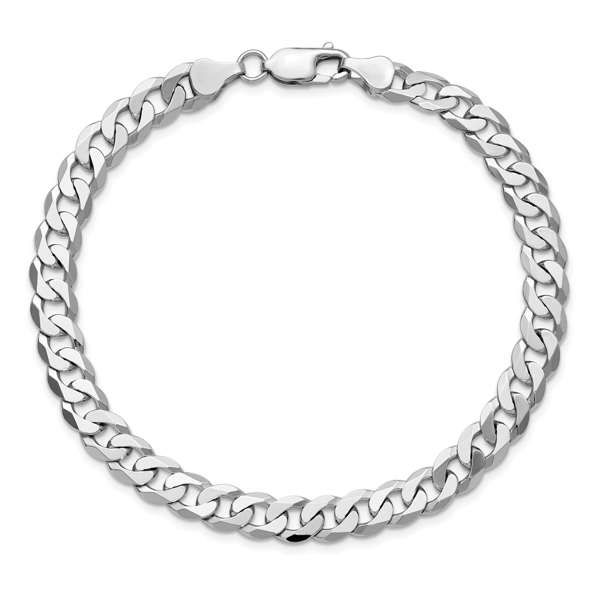 14k White Gold 7.25mm Flat Beveled Curb Chain-WFBU180-9