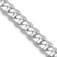 14k White Gold 7.25mm Flat Beveled Curb Chain-WFBU180-26