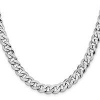 14k White Gold 8mm Flat Beveled Curb Chain-WFBU200-22