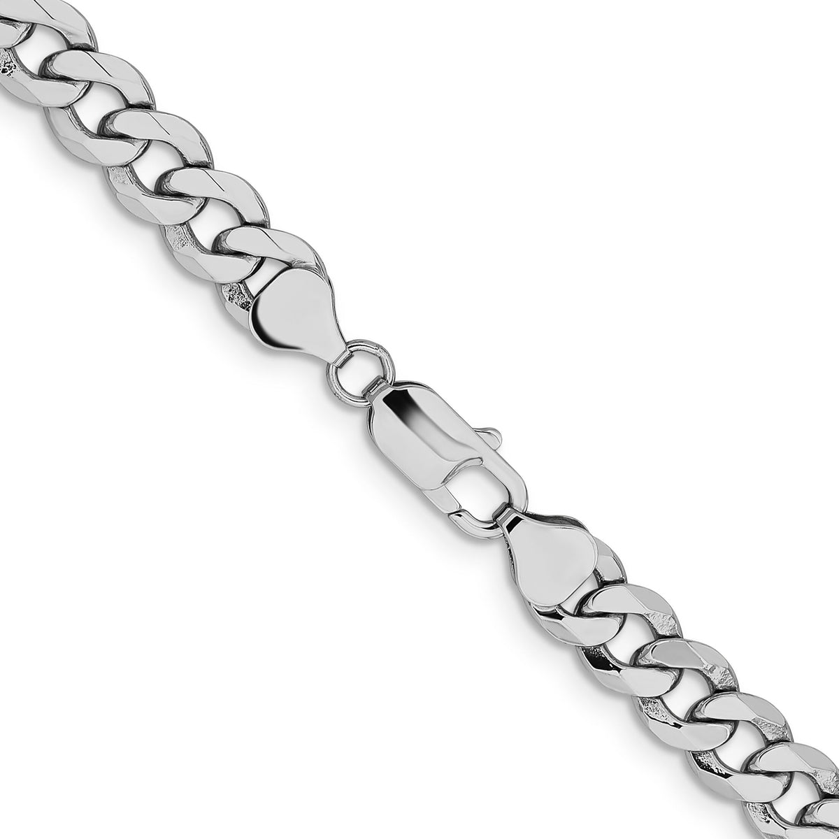 14k White Gold 8mm Flat Beveled Curb Chain-WFBU200-26