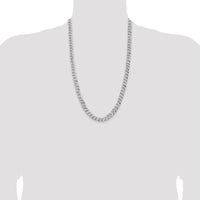 14k White Gold 8mm Flat Beveled Curb Chain-WFBU200-26