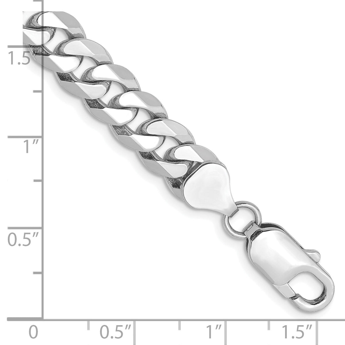 14k White Gold 8mm Flat Beveled Curb Chain-WFBU200-9
