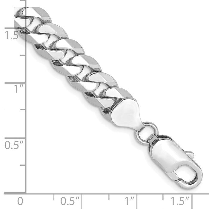 14k White Gold 8mm Flat Beveled Curb Chain-WFBU200-9