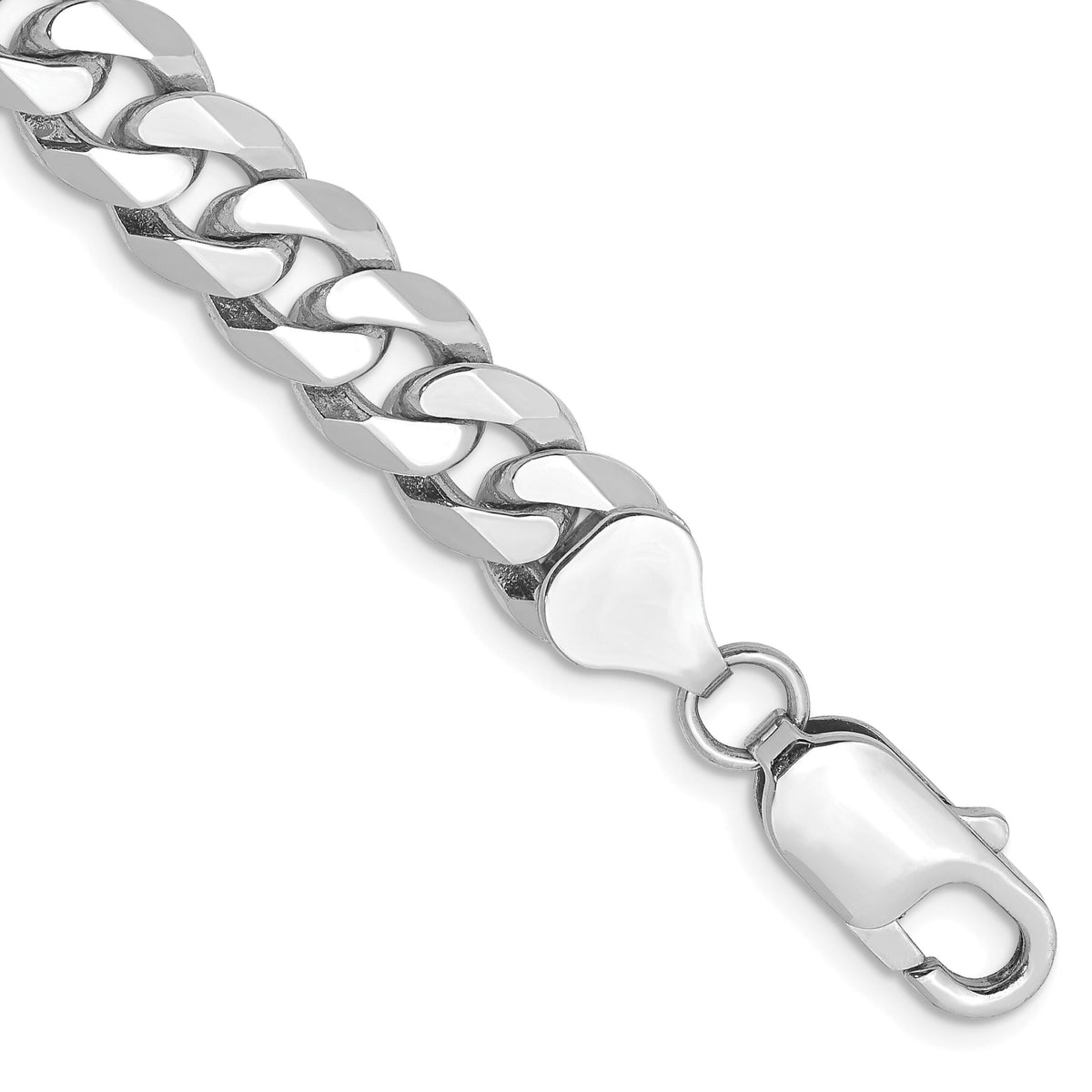 14k White Gold 8mm Flat Beveled Curb Chain-WFBU200-9