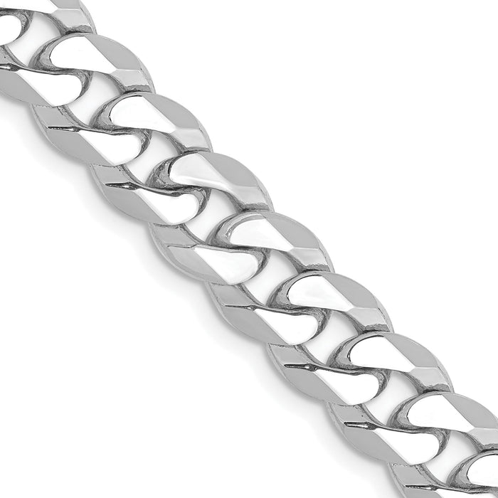 14k White Gold 8mm Flat Beveled Curb Chain-WFBU200-20